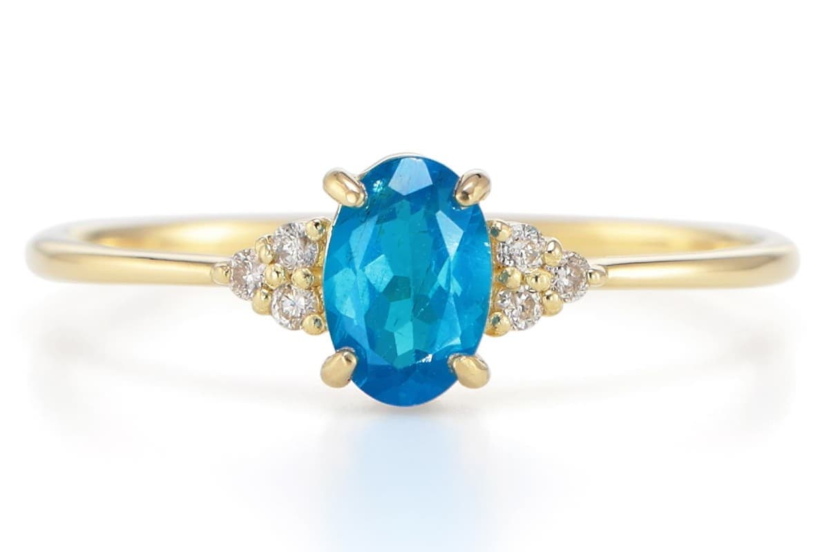 楽天市場】K18 ネオンブルー アパタイト ダイヤモンド リング 0.45ct