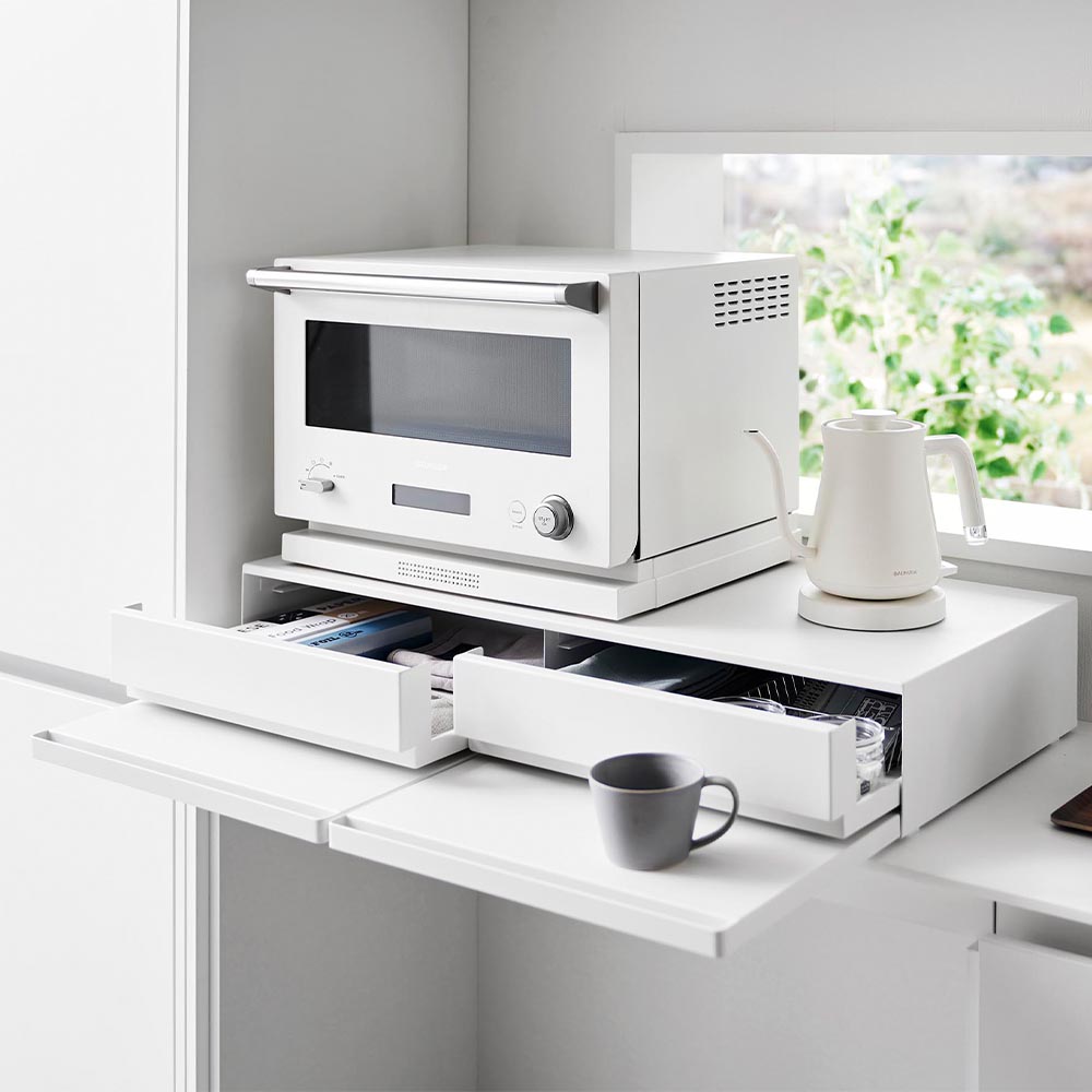 楽天市場】山崎実業 ツーウェイキッチン家電下引き出し&スライド