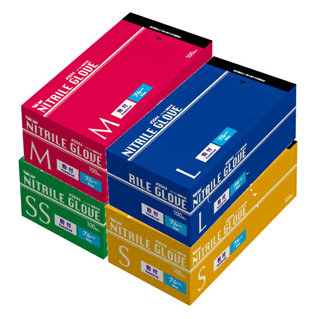 楽天市場】KAWANISHI 2044 ニトリル使いきり手袋 ブルー 粉付 100枚入