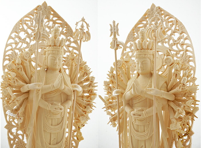 楽天市場】千手観音 木彫り 仏像 仕様：無垢 / 素材：柘植（置物