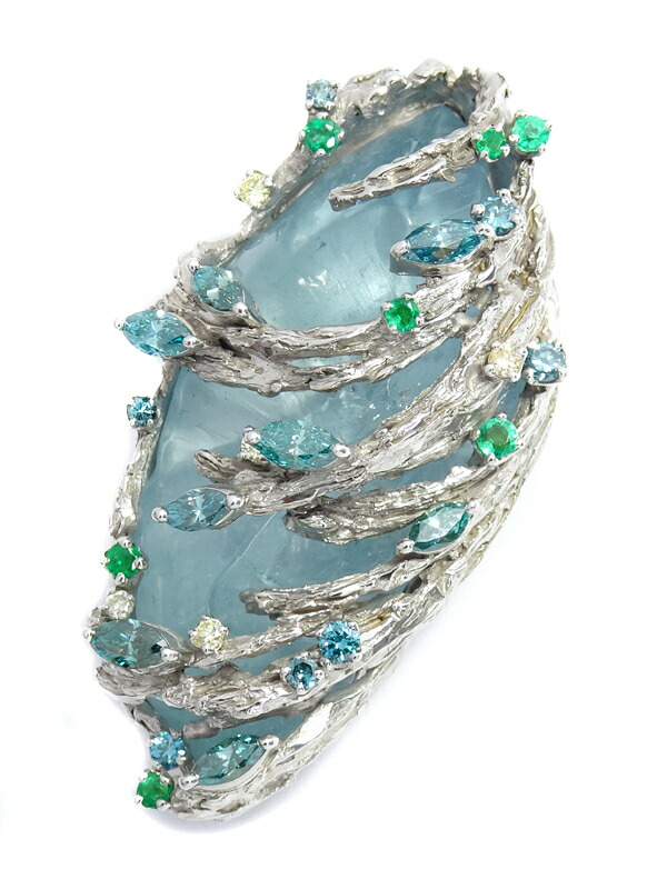 岩倉康二】【鑑別書】イワクラコウジ『PT900/K18WG アクアマリン