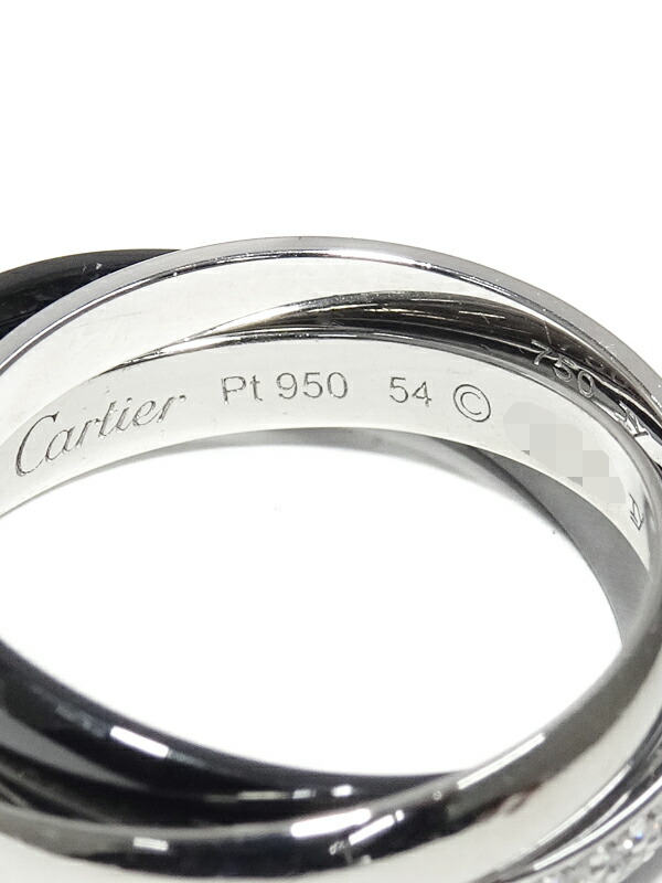 Cartier】カルティエ『PT950/K18WG トリニティ リング SM ブラック