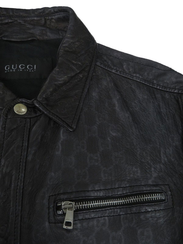 GUCCI】グッチ『GGシマ 総柄 レザージャケット size52』メンズ 1週間