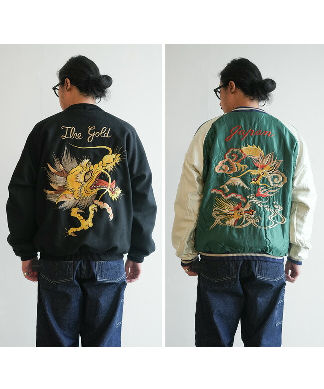 GL15725]gold(ゴールド) WOOL MELTON×ACETATE SOUVENIR JACKET 