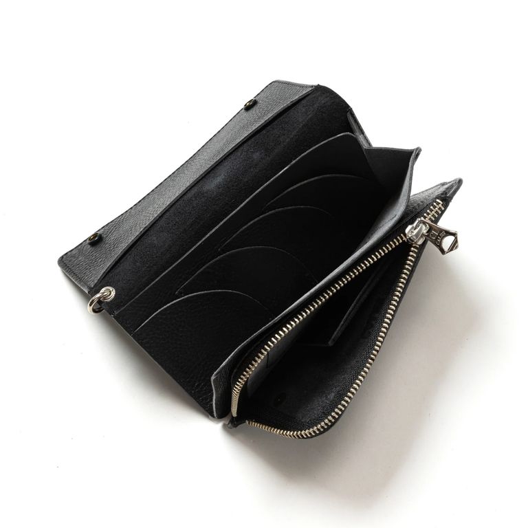 CALEE - STUDS LEATHER LONG WALLET (BLACK)｜スタッズ レザー ロング