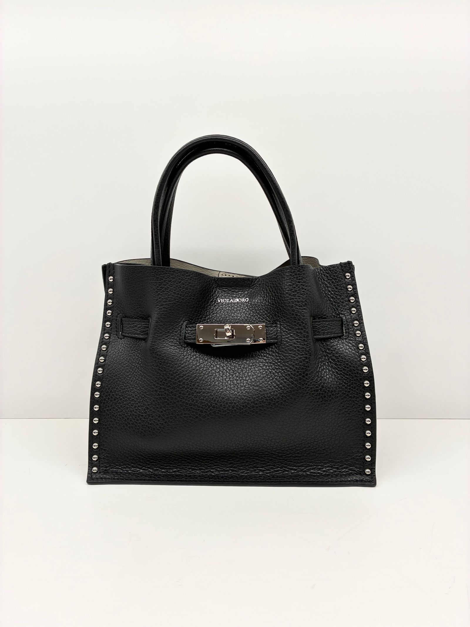 VIOLAd'ORO - MIRO / スタッズ付き2wayレザートートバッグ / ブラック