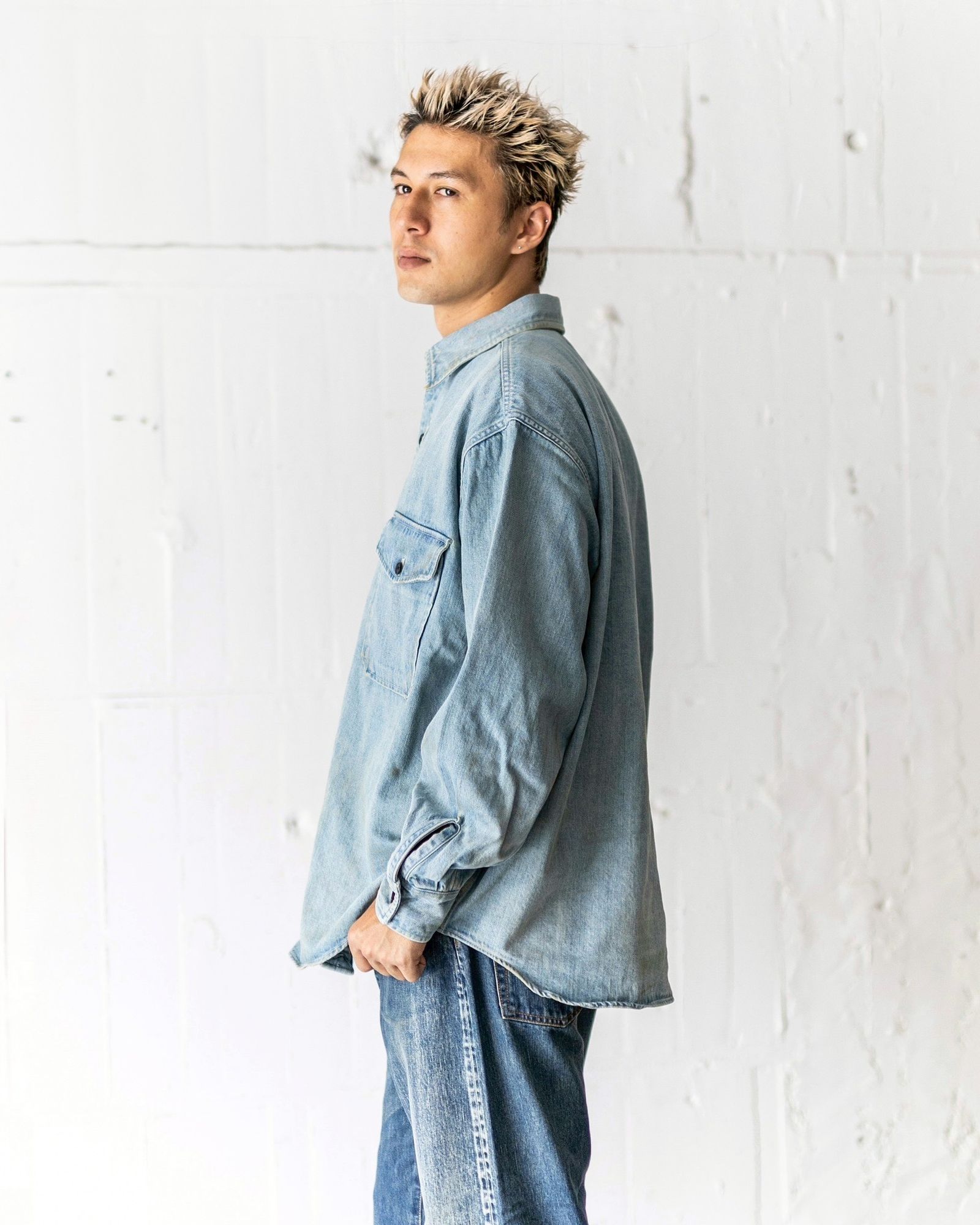 A.PRESSE - アプレッセ 2025 STYLE2 Vintage Denim CPO Shirt(25AAP-02