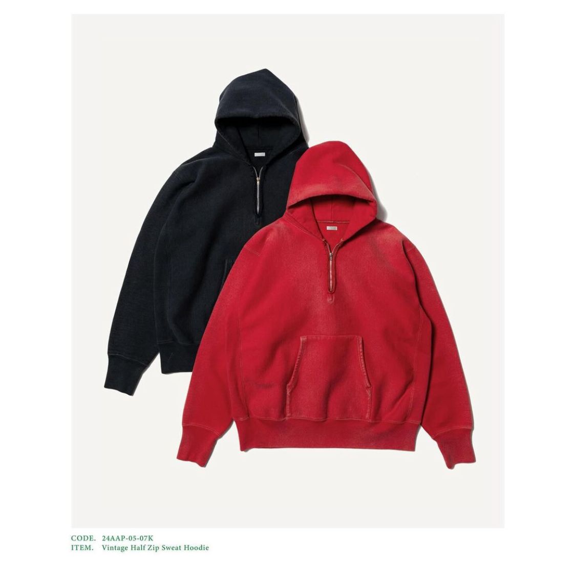 A.PRESSE - アプレッセ Vintage Half Zip Sweat Hoodie (24AAP-05-07K