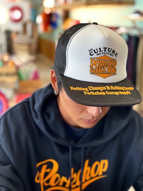 PORKCHOP GARAGE SUPPLY 「WAVE LOGO MESH CAP」 5パネルメッシュキャップ