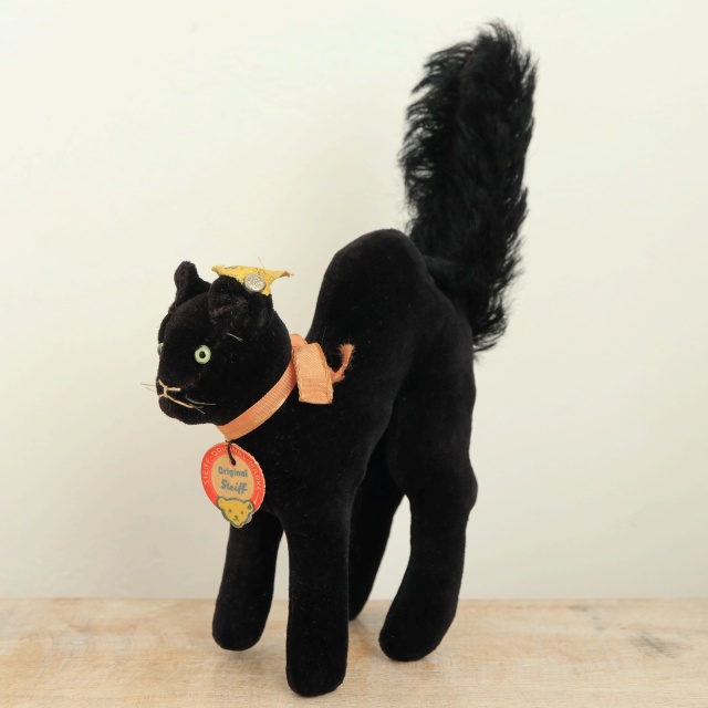 アンティーク シュタイフ 黒猫 Steiff Black Tom Cat 10cm