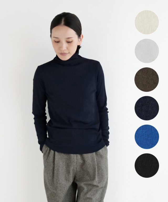 nofl】ガス強撚ガーゼフライスハイネック長袖プルオーバー 644102230