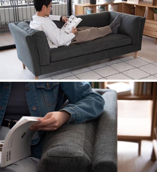シックなグレーの2人掛けソファ｜北欧家具アンバーデザイン