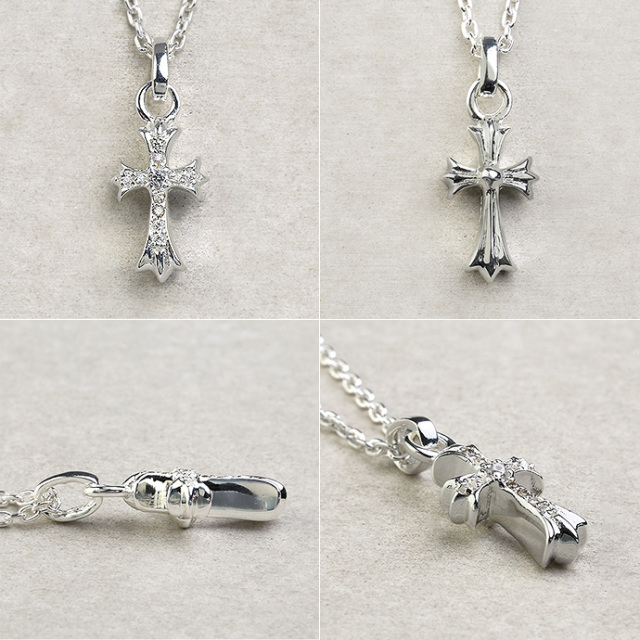 ジルコニア フレア クロス ペンダント (シルバーカラータイプ) ≪2mm