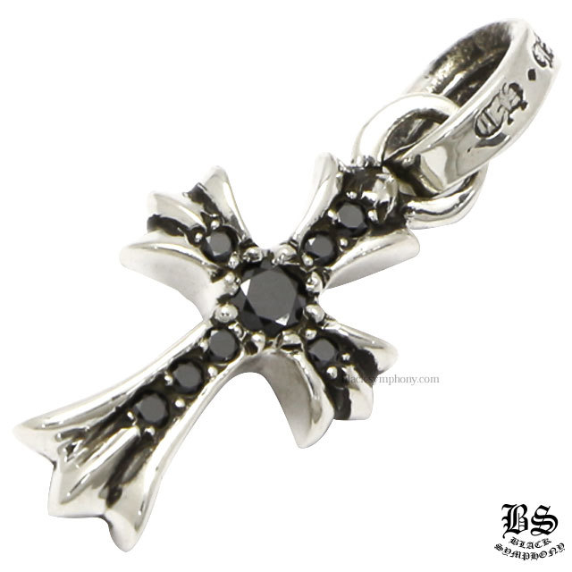 クロムハーツCHクロスベビーファットチャームwithパヴェブラック