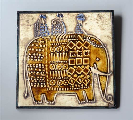 リサラーソン UNIK ELEFANT 陶板 Lisa Larson ユニック 象 ゾウ