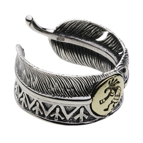 cenote r0423 【シルバーアクセサリー】 ホピ族ココペリフェザーリング