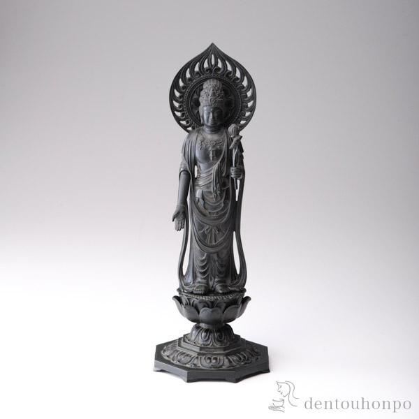 送料無料】 仏像 聖観音菩薩 選べる3色／古美金／古美青銅／古美茶