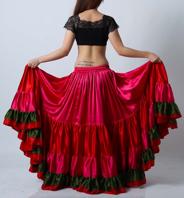 25ヤードスカートM1-5サテンゴージャスフリル（ローズ、レッド