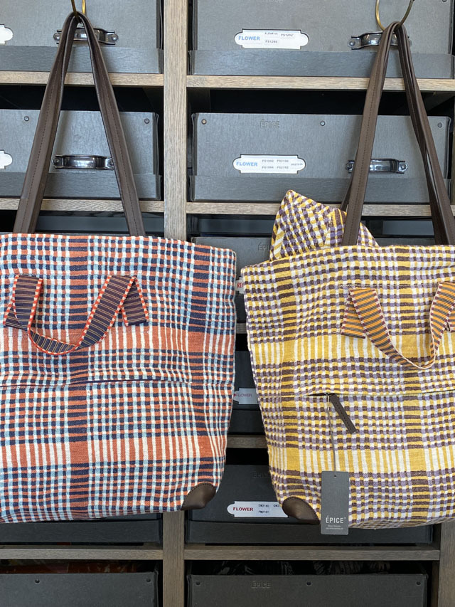 麻バッグ 2WAYトートバッグ（小） 『チボリ公園のチェック柄』