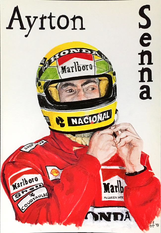 アイルトン・セナ 1990年 L.アントニオ イラストカード F1グッズ