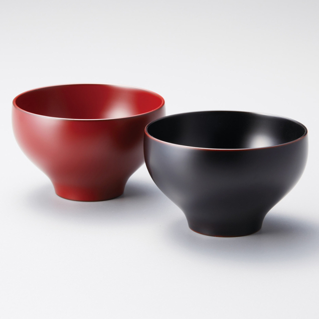 夫婦椀 やまと 合鹿ペア椀 溜・古代朱 2客セット 木製 漆塗り 12-03201