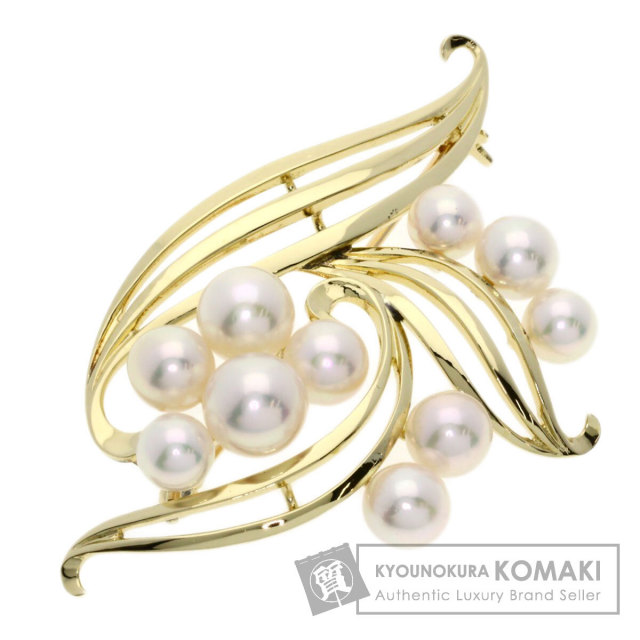 MIKIMOTO ミキモト アコヤパール 真珠 ブローチ K14イエローゴールド