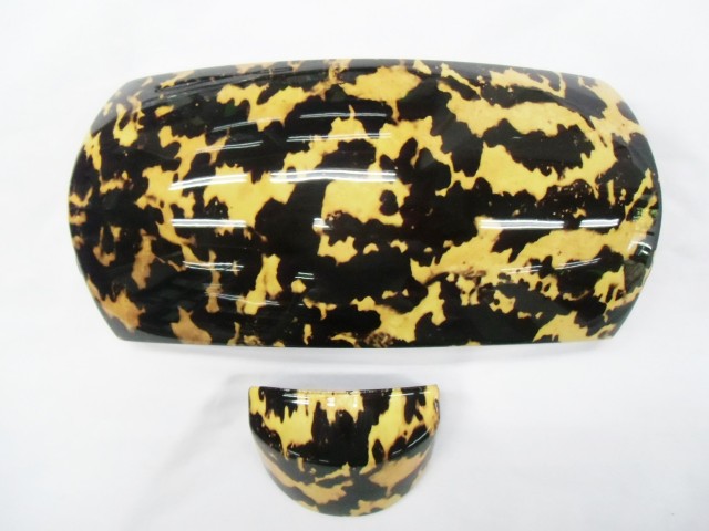 津軽三味線用 べっ甲調 胴掛け td007 天神袋・皮紐付き