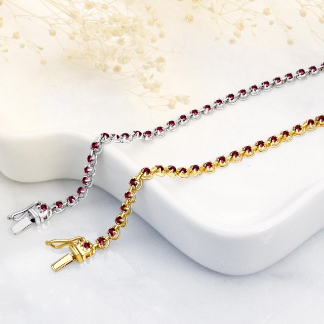ブレスレット レディース ルビー テニスブレスレット 56石 1.0ct