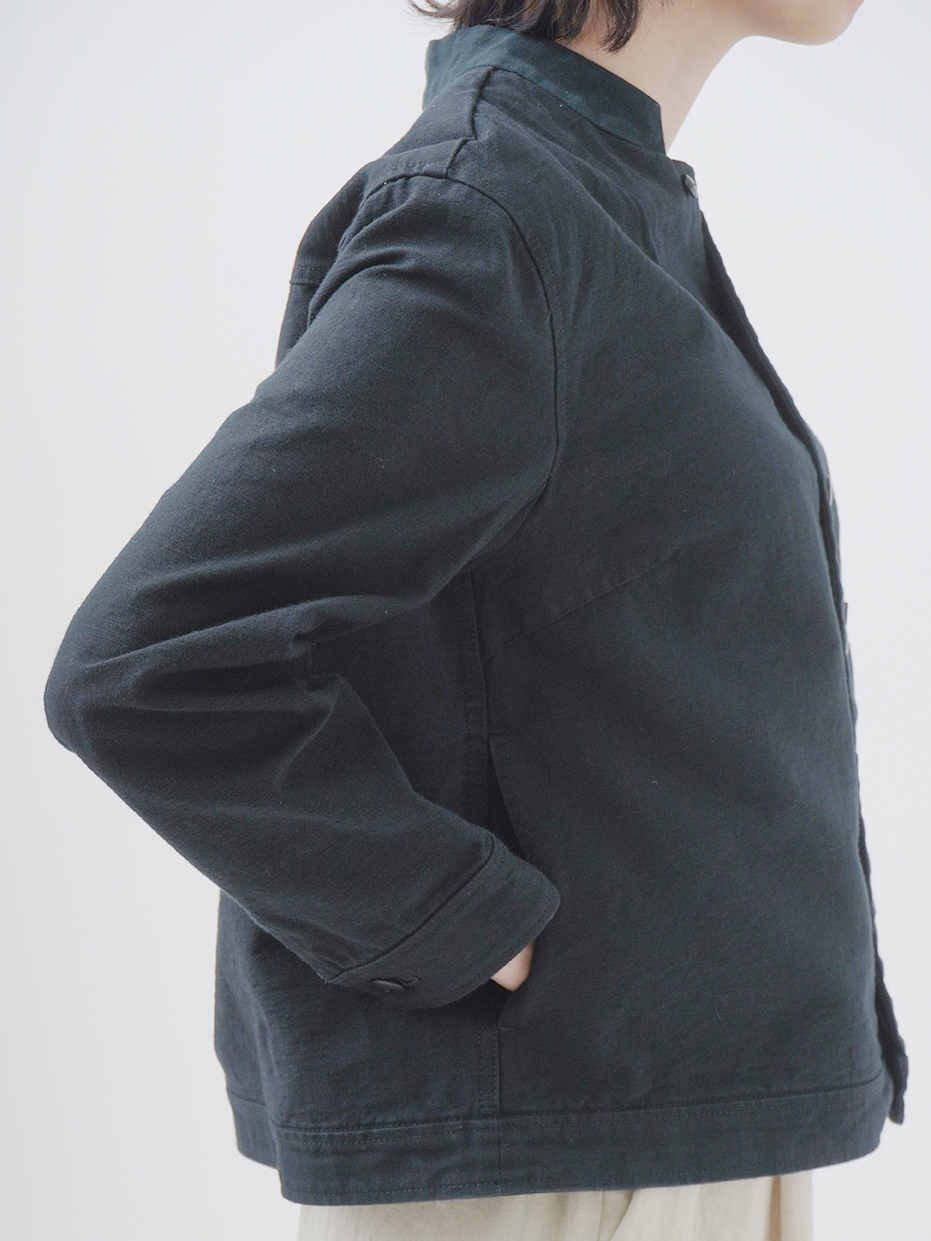 ラフィバックチノスタンド襟ジャケット