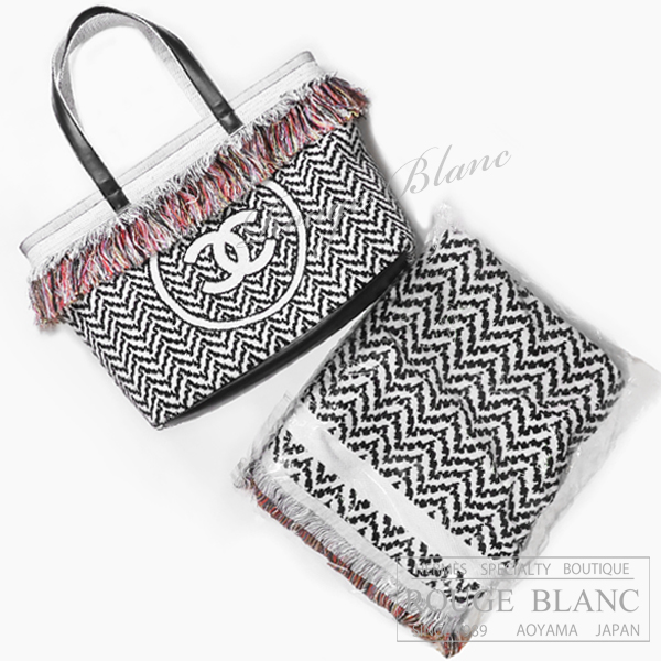 シャネル トートバッグ＆ビーチタオル セット ブラック×ホワイト