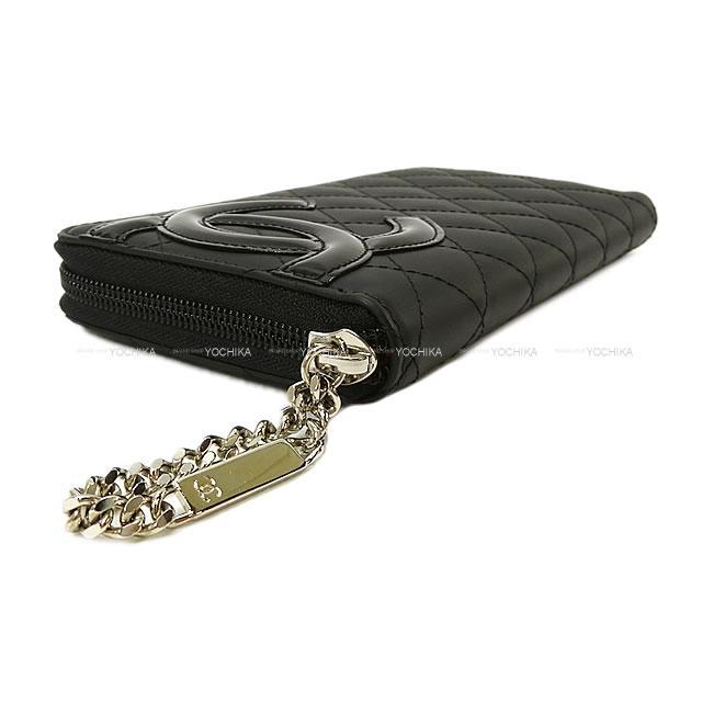 CHANEL シャネル カンボンライン ラウンドジップ長財布 黒X黒（内側