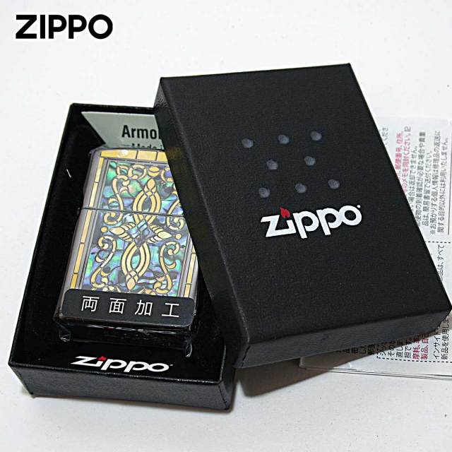 Zippo ジッポー アーマー シェル 貝インレイ 象嵌 ヘリテージ ブラック