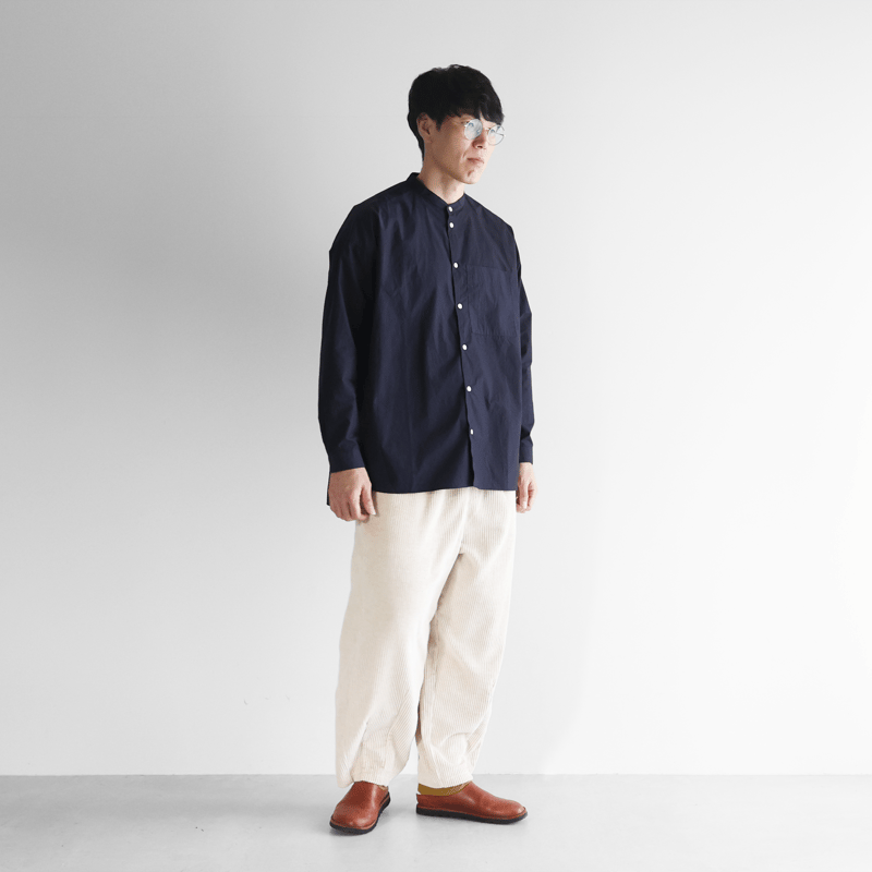 ばちばちタイプライタークロスバンドカラーオーバーシャツL（ダーク