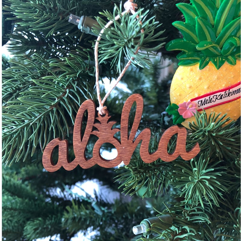 ハワイアン ウッド オーナメント ALOHA MAHALO Hawaii | Sunny da
