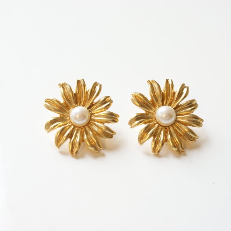 KENZOケンゾー ガーベラ フラワー パール イヤリング / ヴィンテージ