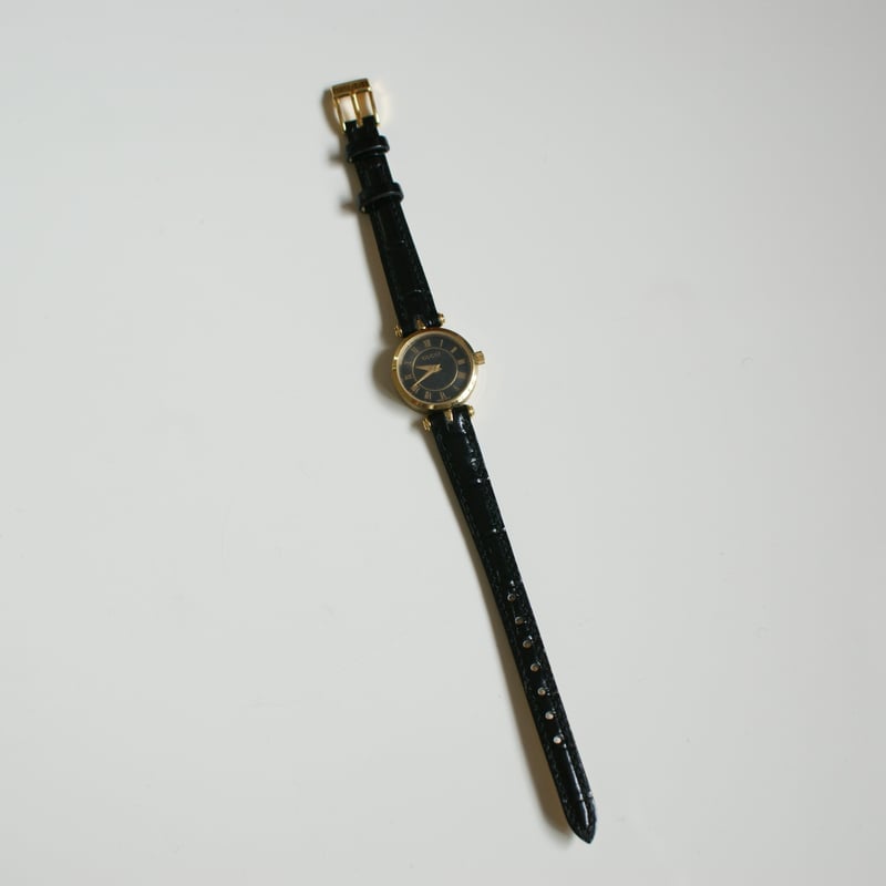 GUCCI グッチ シェリーライン ブラック レザー 腕時計/ ヴィンテージ