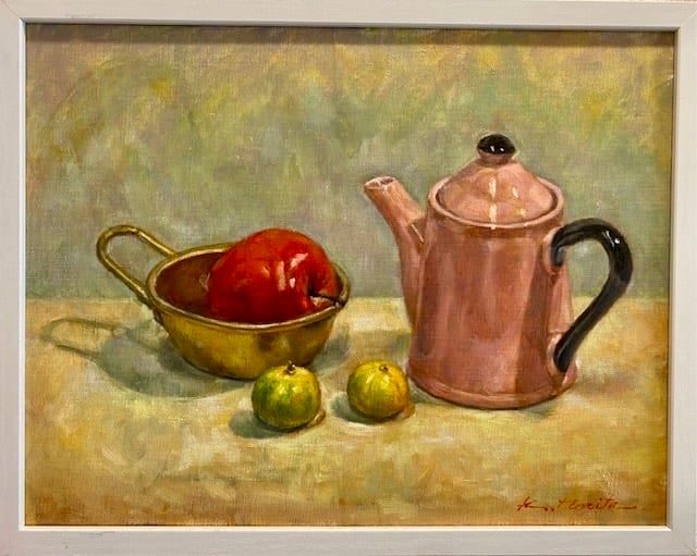 追記サイン入りました！ 油彩画 『ミカンのある静物』 森田和昌