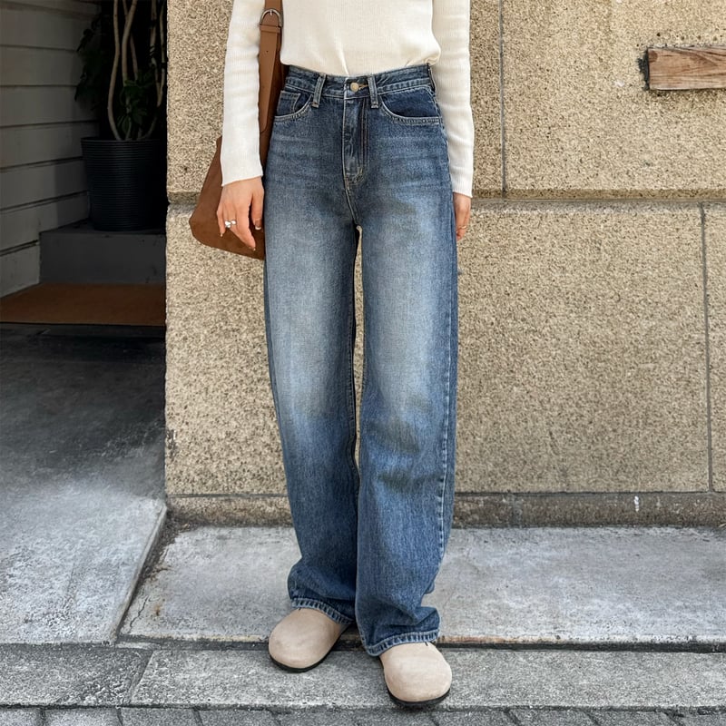 NEW M-SIZE!!》semi wide straight denim pants |