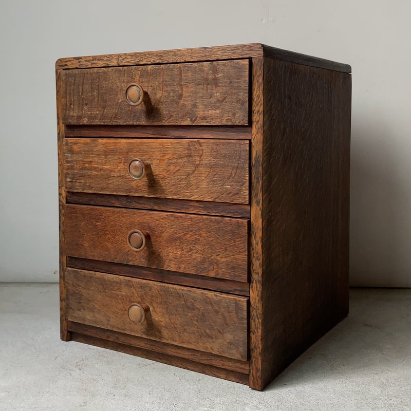アンティーク 4杯小引き出し 厚みある木製無垢材 木製摘み 古引出し 古