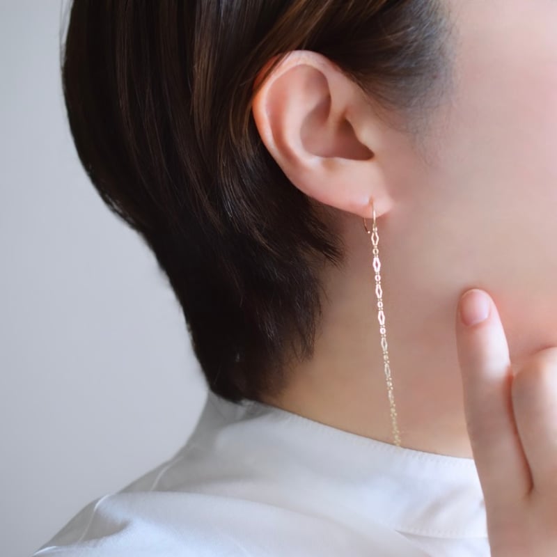 14kgf ロングデザインチェーンピアス | gran