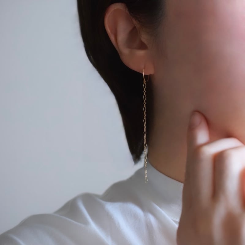 14kgf ロングデザインチェーンピアス | gran