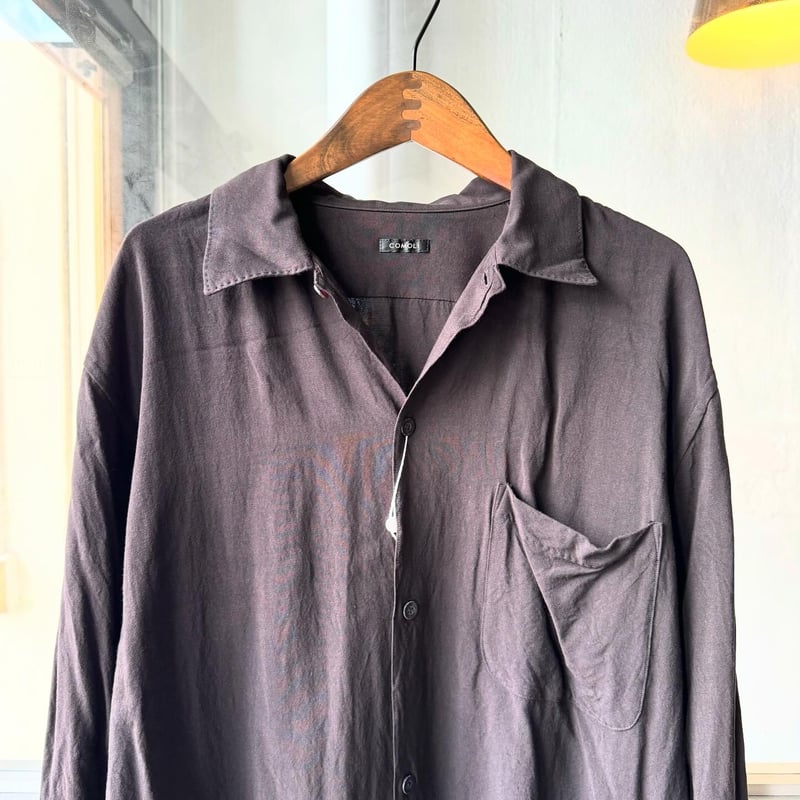 COMOLI レーヨン オープンカラーシャツ - BLACK | Less Higashikawa