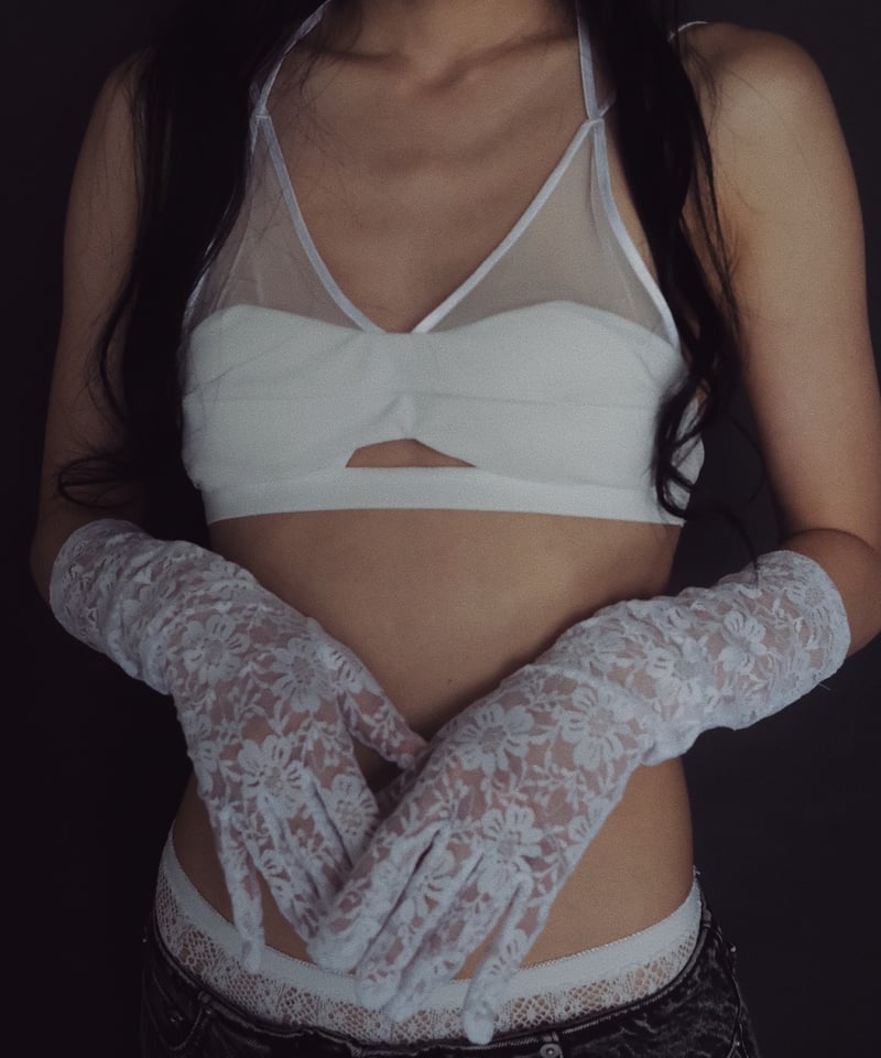 FETICO × JURK / SHEER PANELED VELVET BRALETTE |