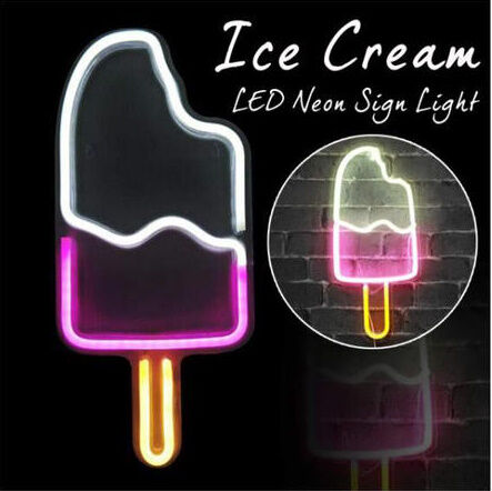 ネオンサイン LED アイスクリーム ICE CREAM 45×20㎝ 看板 USB 照明器具