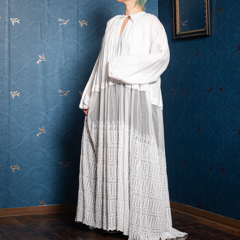 30s France Antique Linen Long Church Smock | U