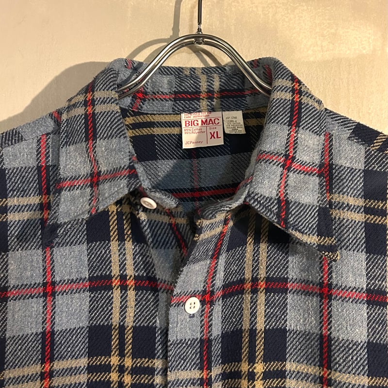 70s BIG MAC L/S ネルシャツ Size M 単色タグ ビッグマック (S4617