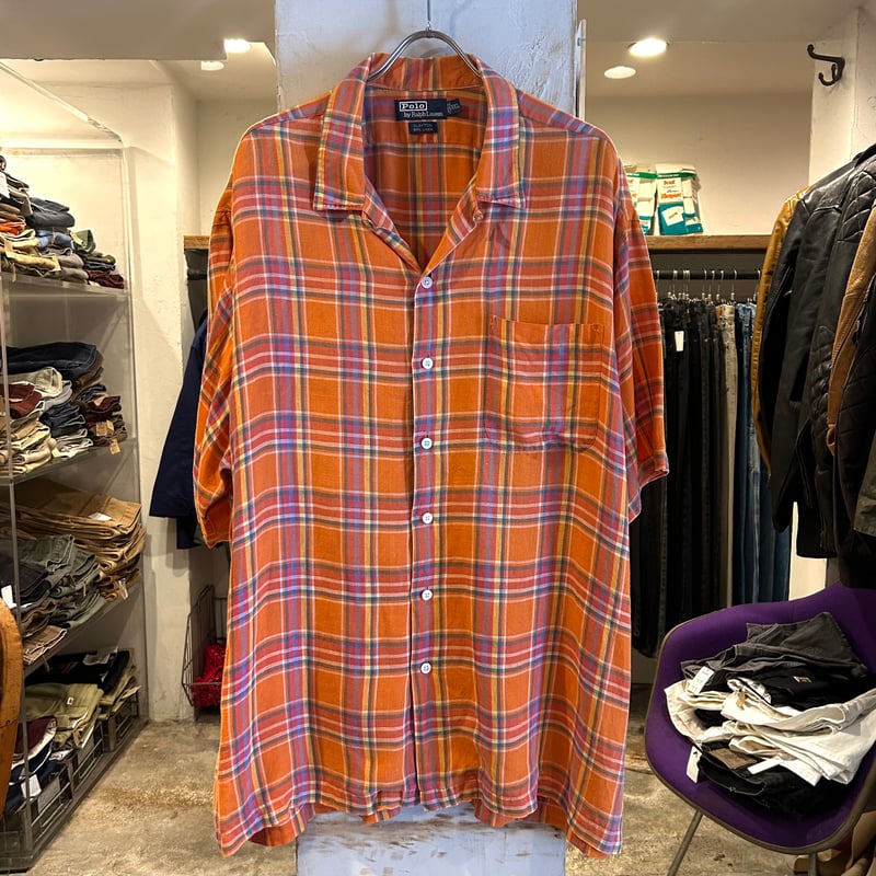 90s Polo by Ralph Lauren CLAYTON S/Sオープンカラーシャツ