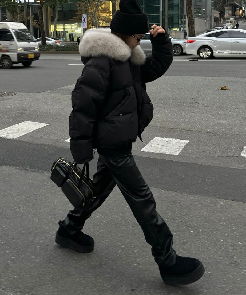 hooded down jacket(black) | ok.soon