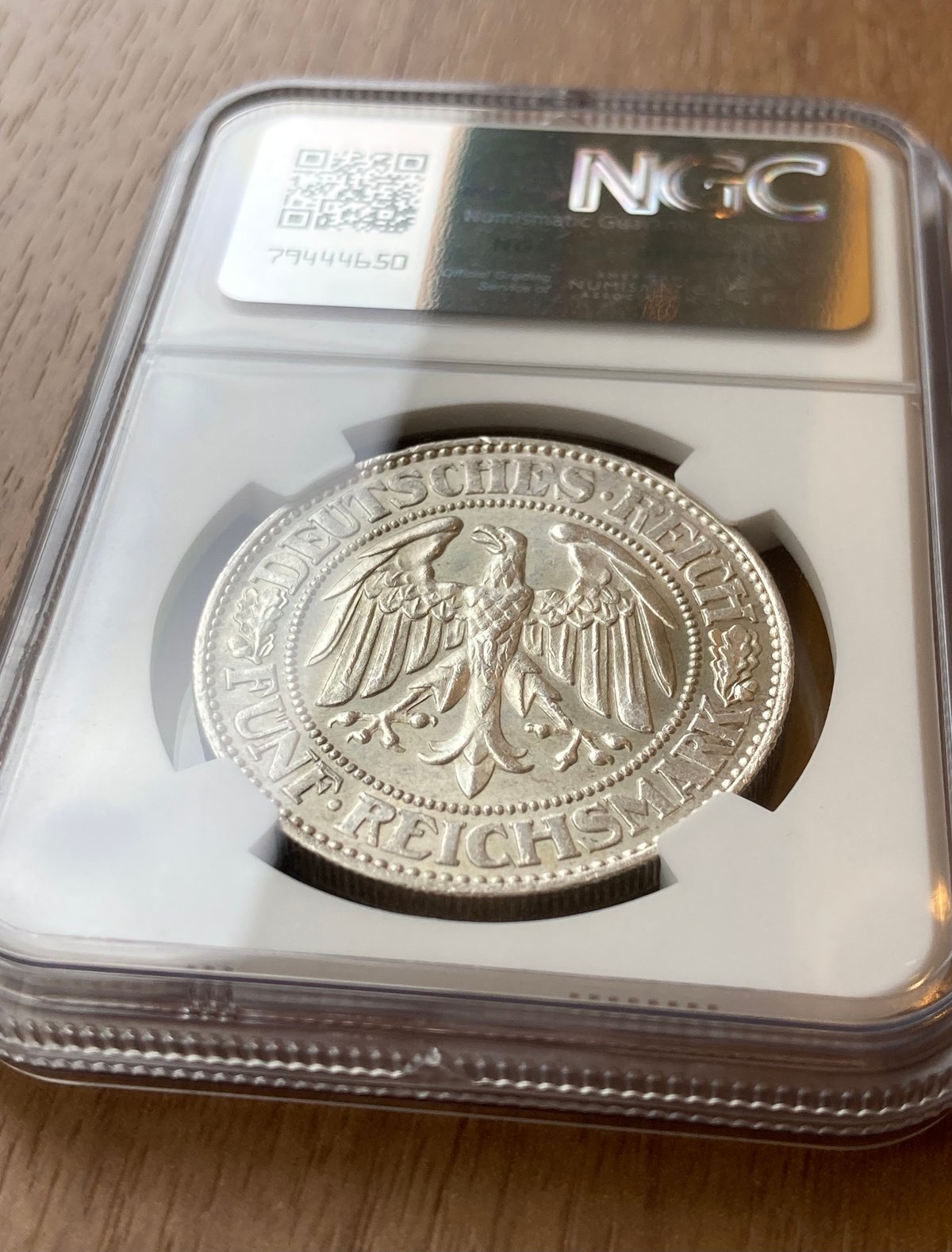 NGC鑑定MS64 ドイツ ワイマール共和国 1929年 5ライヒスマルク銀貨 か