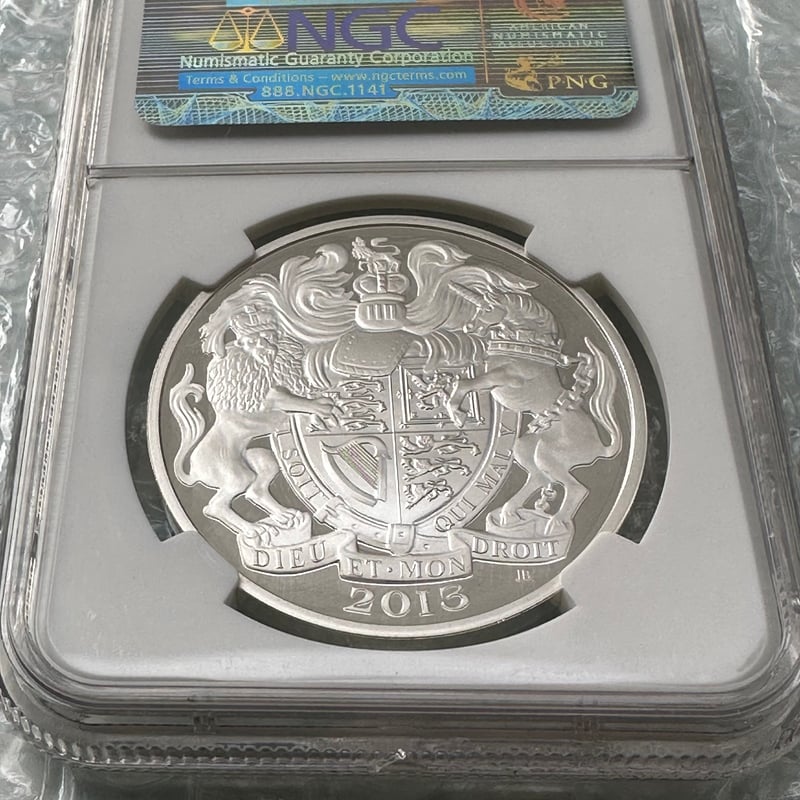 NGC鑑定PF70 2013年 エリザベス女王 戴冠60周年記念 5ポンド銀貨 英国